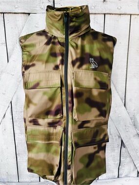OVO Camouflage Utility Vest in Olive and Brown